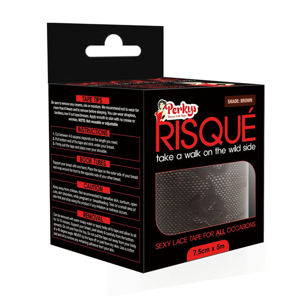Risque Sexy Lace Boob Tape ,Size Large, Brown